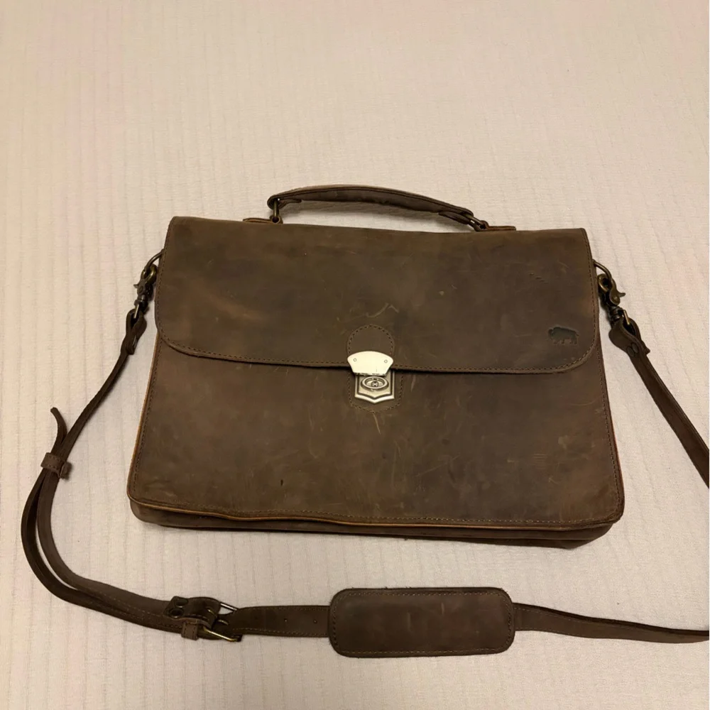 Elegant Brown Leather Messenger Bag for Men